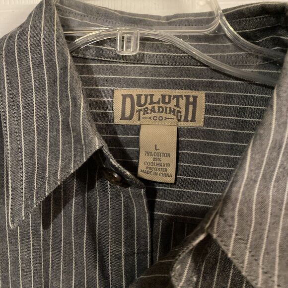 Duluth Trading Co. Men’s Shirt Size Large Front Button Coolmax Vertical Stripes - Picture 2 of 12